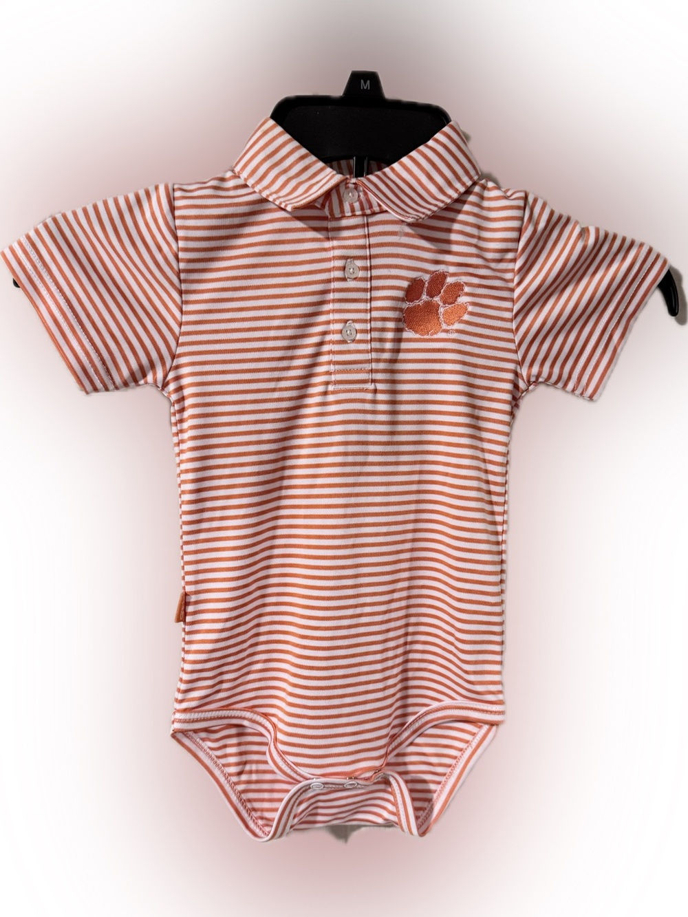 NWT Garb Clemson Tigers “Carson” Striped Polo Bodysuit Onesie - Size 18M